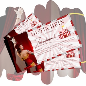 Bon pour une visite au cirque à imprimer |  Modèle de bon de cirque | Cadeau d'anniversaire | Idée cadeau cirque Noël