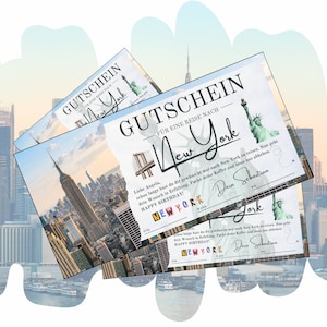 Voucher para viagem a Nova York EUA | Voucher de viagem de férias aniversário viagem à cidade | Ideia para presente, viagem aérea, férias curtas, Big Apple