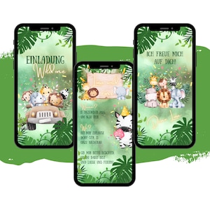 Convite para festa de aniversário infantil eCARD | Convites digitais para Whatsapp | Animação | Cartão de convite online | Cartão de celular de 1º aniversário