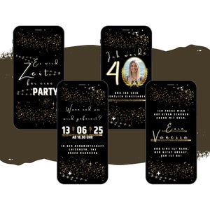 eCARD Geburtstagsparty Einladung | Digitale WhatsApp Geburtstagskarte | Es wird Zeit für eine Party | Handyeinladung 18. 20. 30. Geburtstag
