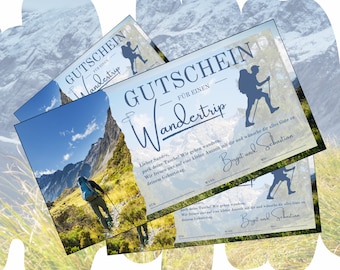 Voucher for a hike | Excursion template to print | Gift voucher for a hiking trip | Gift idea hiking voucher