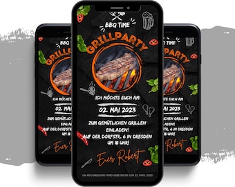 eCARD Grillparty Einladung | digitale Whatsapp Einladungen zum Grillen | digitale Geburtstagseinladung Grillfest | Online Einladungskarte