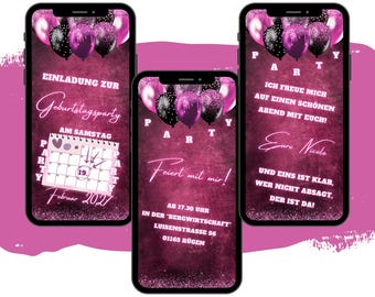 eCARD Birthday Party Invitation for All Ages | Digital WhatsApp Party Invitations | Personalized Animated Mobile Birthday Card