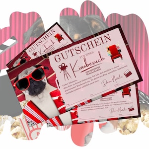Gutschein Vorlage für einen Kinobesuch | Geschenkgutschein Kino zum Ausdrucken | Geschenkidee Kinogutschein Besuch zum selber gestalten