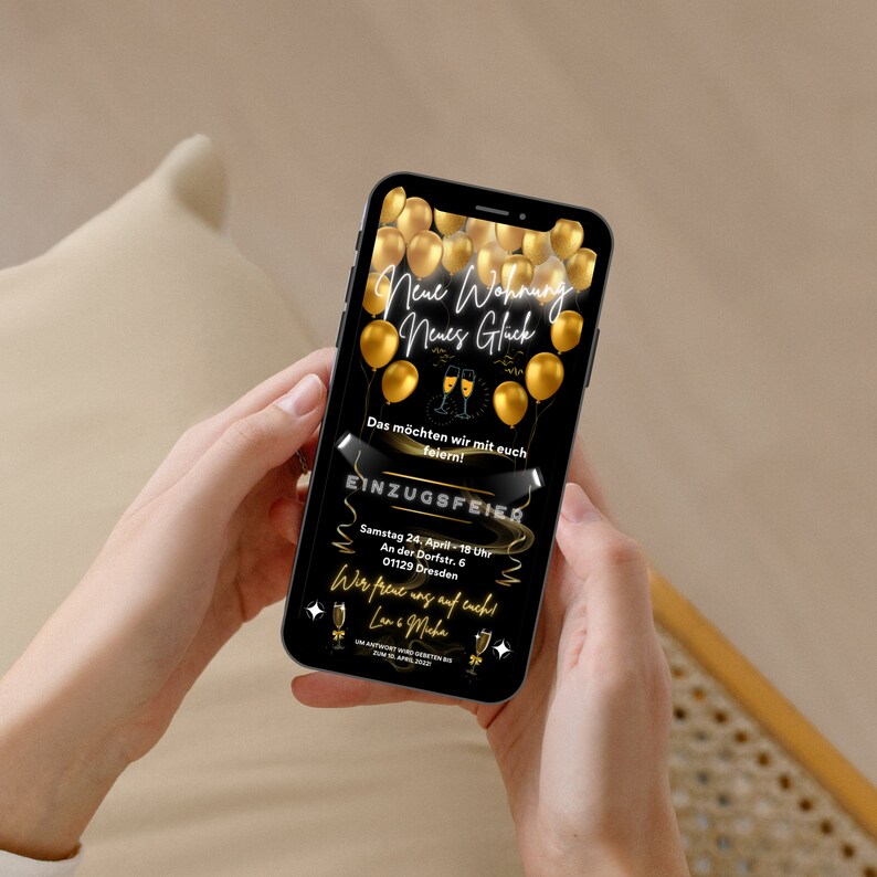 Invito digitale per la festa di inaugurazione della casa - Cartolina elettronica WhatsApp con musica - Modello Canva per festa di inaugurazione della casa e festa in casa immagine 5