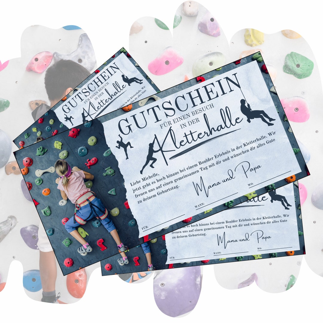 Printable Voucher for a Climbing Gym | Gift Voucher for a Climbing Wall ...