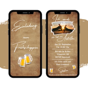 eCARD Frühschoppen Einladung | Digitale WhatsApp Geburtstagskarten | Einladungskarte Bier trinken | Elferzug | Handyeinladung Feierabendbier