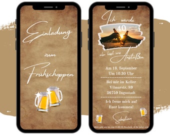 eCARD Frühschoppen Einladung | Digitale WhatsApp Geburtstagskarten | Einladungskarte Bier trinken | Elferzug | Handyeinladung Feierabendbier