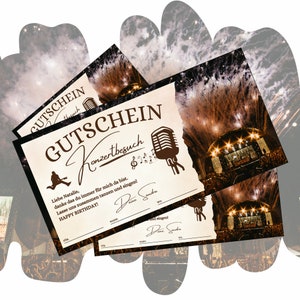 Voucher for a concert visit to print out Concert gift voucher birthday Gift idea for a visit to the theater Gift for opera image 1