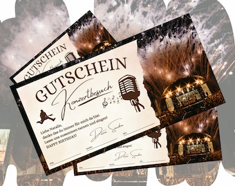 Voucher for a concert visit to print out | Concert gift voucher birthday | Gift idea for a visit to the theater | Gift for opera