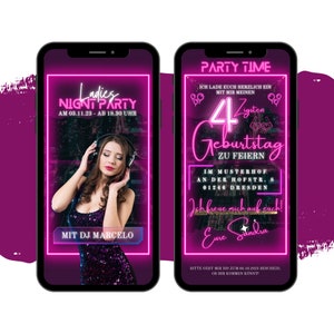 eCARD Ladies Night Party-uitnodiging | Digitale Whatsapp Vrouwenfeest Uitnodigingskaart | Verjaardagsuitnodiging voor dames | Meisjes themafeest