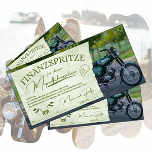 Vale para el permiso de conducción de ciclomotor | Plantilla de moto para imprimir | Vale regalo para clases de conducción de ciclomotores | Idea de regalo 125