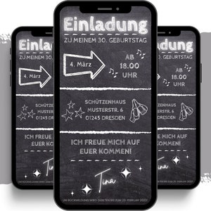 eCARD 18. 20. 30. 40. 50. Geburtstags Party Einladung | digitale Whatsapp Instagram Facebook Email Einladungen | Animierte Einladungskarten