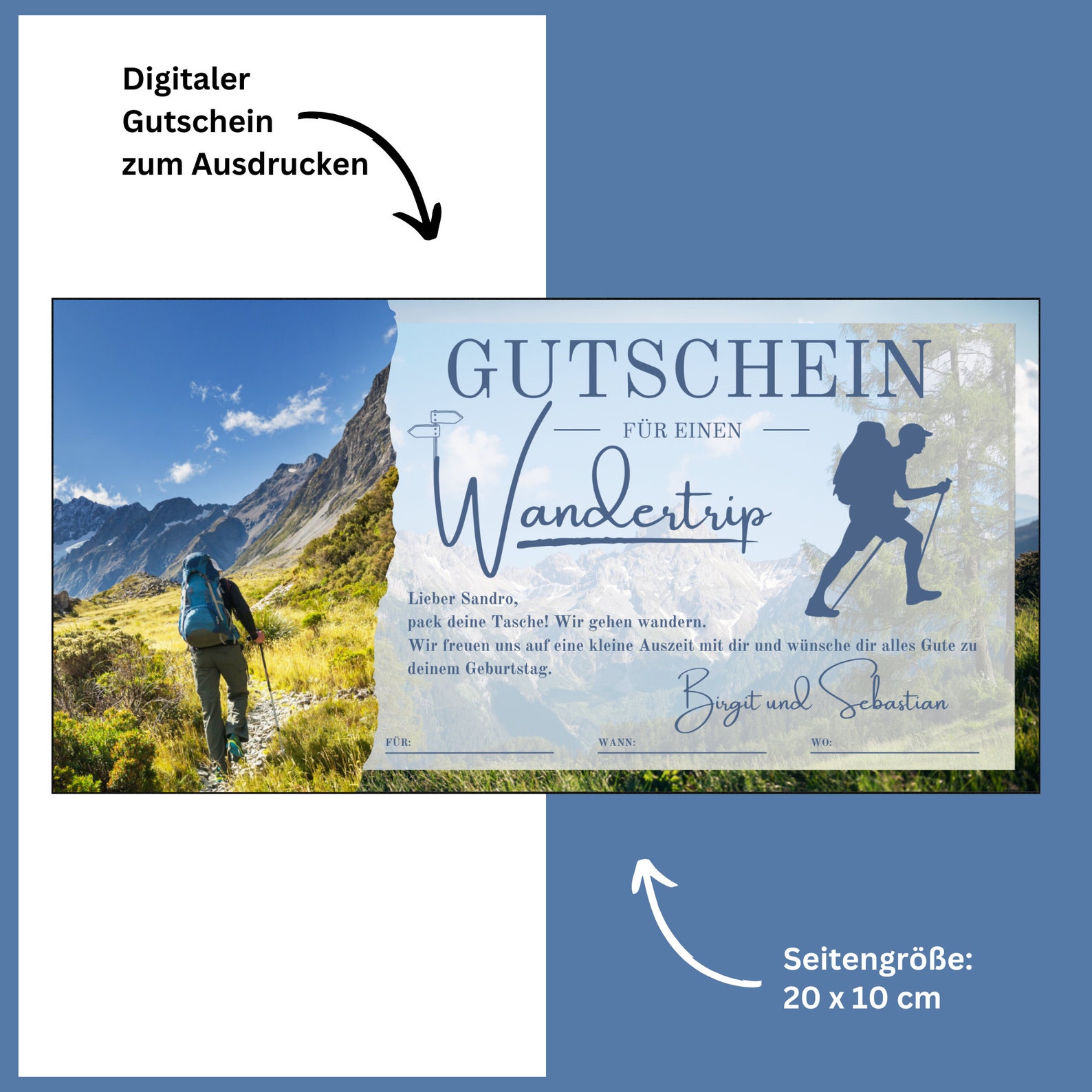 Gift Voucher for a Hike | Printable Excursion Template | Gift Voucher ...