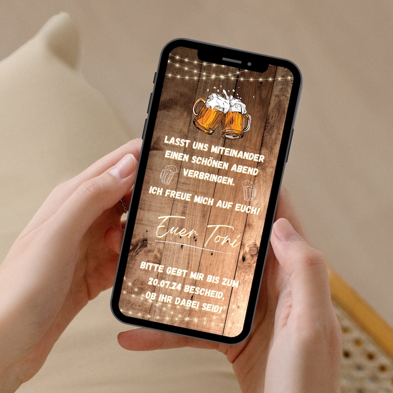 eCARD Bier Geburtstag Party Einladung für 20. 30. 40. 50. 60. Digitale WhatsApp Geburtstagseinladung Geburtstagskarte mit Spruch Bild 5