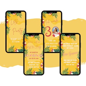 eCARD uitnodiging verjaardag | Digitale WhatsApp-uitnodigingen met foto | Gepersonaliseerde geanimeerde mobiele verjaardagskaart | zomerfeest kaart