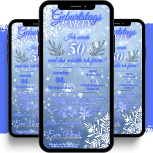 eCARD Winter Geburtstags Party Einladung für alle Jahrgänge | Digitale Whatsapp Geburtstagseinladung | Winterparty Geburtstagskarte