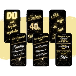 Invitación de cumpleaños eCARD para 18, 20, 30, 40, 50 y 60 años | Invitación digital de WhatsApp | Tarjetas de cumpleaños personalizadas
