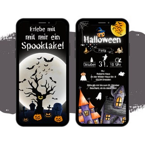 eCARD Invitation à la fête d’Halloween | numérique Whatsapp Instagram Facebook Invitations par e-mail | Célébration animée d'Halloween | Carte d'invitation