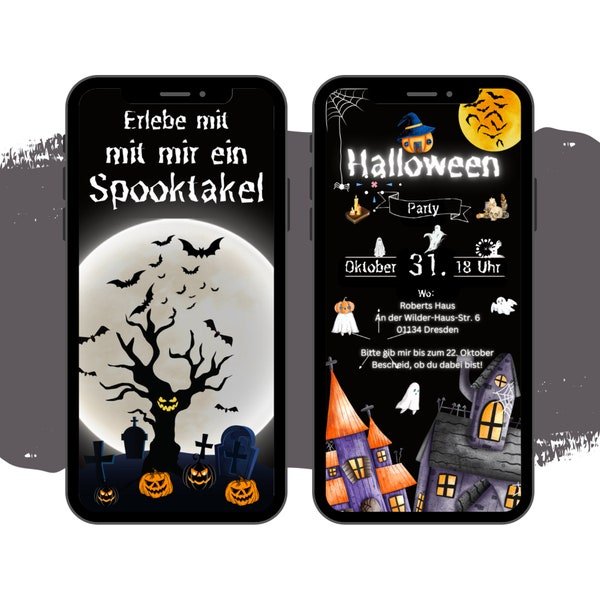 eCARD Halloween Party Einladung | digitale Whatsapp Instagram Facebook Email Einladungen | Animierte Halloween Feier | Einladungskarte