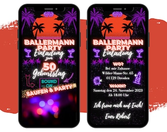 eCARD Ballermann Party Einladung | Digitale Whatsapp Einladungskarte | Bierkönig Malle Geburtstagseinladung | Alkohol Sommer Mottoparty