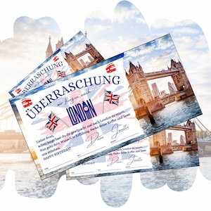 Bon pour un voyage à Londres Angleterre | Bon de voyage vacances anniversaire city trip | Idée cadeau pour un court séjour à Big Ben
