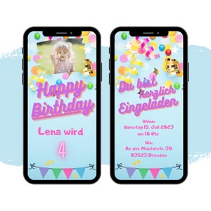 eCARD kinderverjaardagsfeestje uitnodiging | digitale Whatsapp Instagram Facebook E-mailuitnodigingen | Animatie | Online uitnodigingskaart