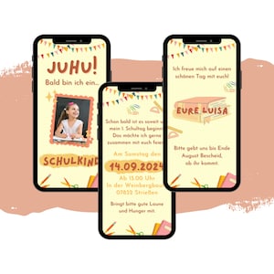 eCARD Einladung Schuleinführung | Digitale Whatsapp Einschulungskarte | Schulkind | Schulanfang | Animierte Schulstart Karte | Einschulung