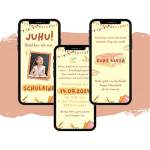 eCARD invitation to school introduction | Digital Whatsapp school enrollment card | school child | Back to school | Animated school start card | school enrollment