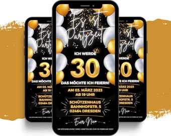 eCARD 18th 20th 30th 40th 50th Birthday Party Invitation | digital Whatsapp Instagram Facebook Email invitations | Animated invitation cards