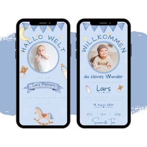 eCARD geboortekaartje | Digitale WhatsApp-kaart geboorte baby | Geanimeerde geboortekaart | Geboorteaankondiging | Geboorteaankondiging babyaankondiging