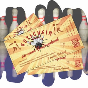 Voucher na wieczór kręglowy do wydrukowania | Bon upominkowy na kręgle Urodziny | Kupon na grę w kręgle | Karta pomysłu na prezent