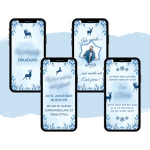 Invito a una festa invernale eCARD | Biglietto d'invito invernale digitale WhatsApp | Biglietto invernale animato personalizzato come invito di compleanno