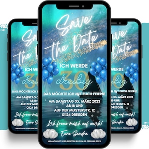 Invitation à une fête d'anniversaire eCARD pour le 18e, le 20e, le 30e, le 40e, le 50e, le 60e | invitation d’anniversaire numérique Whatsapp | Cartes d'anniversaire personnalisées