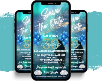 eCARD Birthday Party Invitation for 18th, 20th, 30th, 40th, 50th, 60th Birthdays | Digital WhatsApp Birthday Invitation | Personalized Birthday Cards