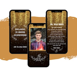 eCARD Einladung Jugendweihe | Digitale Whatsapp Kommunion und Konfirmation Karte | Animierte Einladungskarten Jugendfeier und Jugendfest