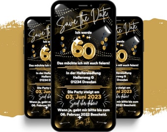 eCARD Birthday Party Invitation for 18th, 20th, 30th, 40th, 50th, 60th Birthdays | Digital WhatsApp Birthday Invitation | Personalized Animated Cards