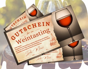 Voucher for a wine tasting to print out | Gift voucher for wine tasting with cheese | Gift idea winery visit voucher card