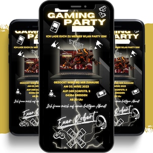 eCARD Gaming Party-uitnodiging | digitale Whatsapp Instagram Facebook E-mail gameruitnodigingen | Geanimeerde uitnodigingskaarten voor WiFi-gamers