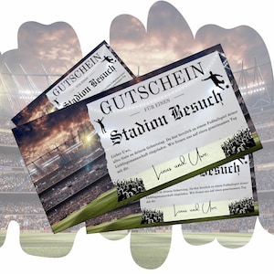 Printable voucher for a stadium visit | Football match gift idea | Football stadium voucher | Football gift voucher
