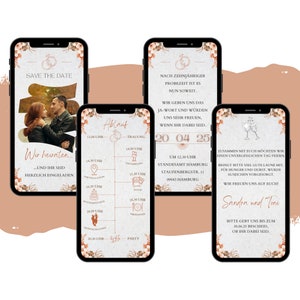 Partecipazione di nozze eCARD | Invito matrimonio | Invito a nozze personalizzato | Carta di invito a nozze digitale Whatsapp | Salva la data
