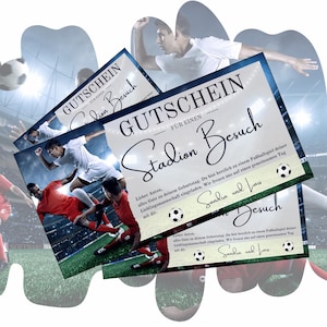 Bon pour une visite du stade à imprimer | Idée cadeau match de foot | Stade de bons de football | Chèque cadeau football