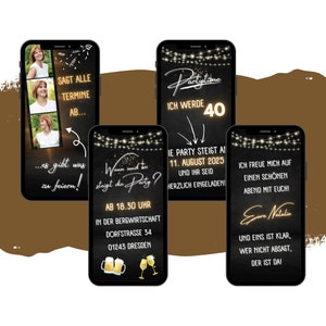 eCARD Moderne Geburtstagseinladung Gold | Digitale WhatsApp Einladungen mit Foto | Sagt Alle Termine Ab Geburtstagskarte Handy