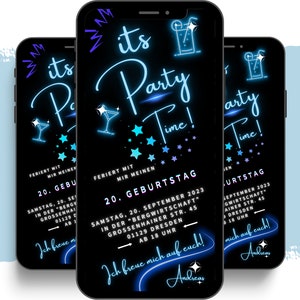 eCARD Geburtstags Party Einladung für 18. 20. 30. 40. 50. 60. | digitale Whatsapp Geburtstagseinladung | Personalisierte Animierte Karten