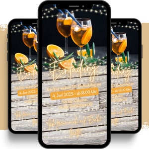 eCARD Geburtstags Party Einladung für 20. 30. 40. 50. | Digitale Whatsapp Aperol Spritz Karte | Personalisierte Animierte Einladungskarten