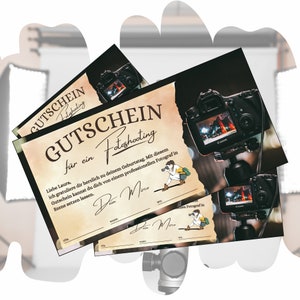 Gutschein für ein Fotoshooting zum Ausdrucken | Shooting Geschenkgutschein Geburtstag | Geschenkidee für unvergessliche Erinnerung