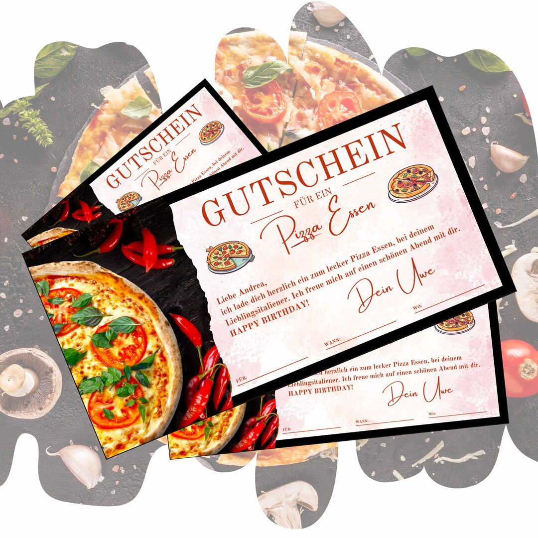 Voucher for a Pizza Meal Template Gift Voucher to Print Dinner Voucher ...