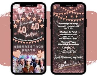 Digital double birthday invitation - WhatsApp birthday invitation for 2 people - animated eCARD for personalization - birthday card
