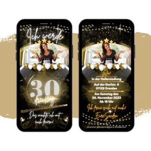 Invitación de fiesta de cumpleaños con tarjeta electrónica para el día 18, 20, 30, 40, 50, 60 | invitación de cumpleaños digital Whatsapp | Tarjetas animadas personalizadas