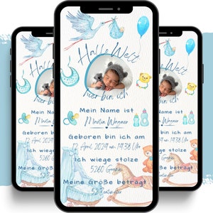 Anuncio de nacimiento con tarjeta electrónica | Tarjeta digital WhatsApp nacimiento bebé | Tarjeta de nacimiento animada | Anuncio de nacimiento | Anuncio de nacimiento anuncio de bebe